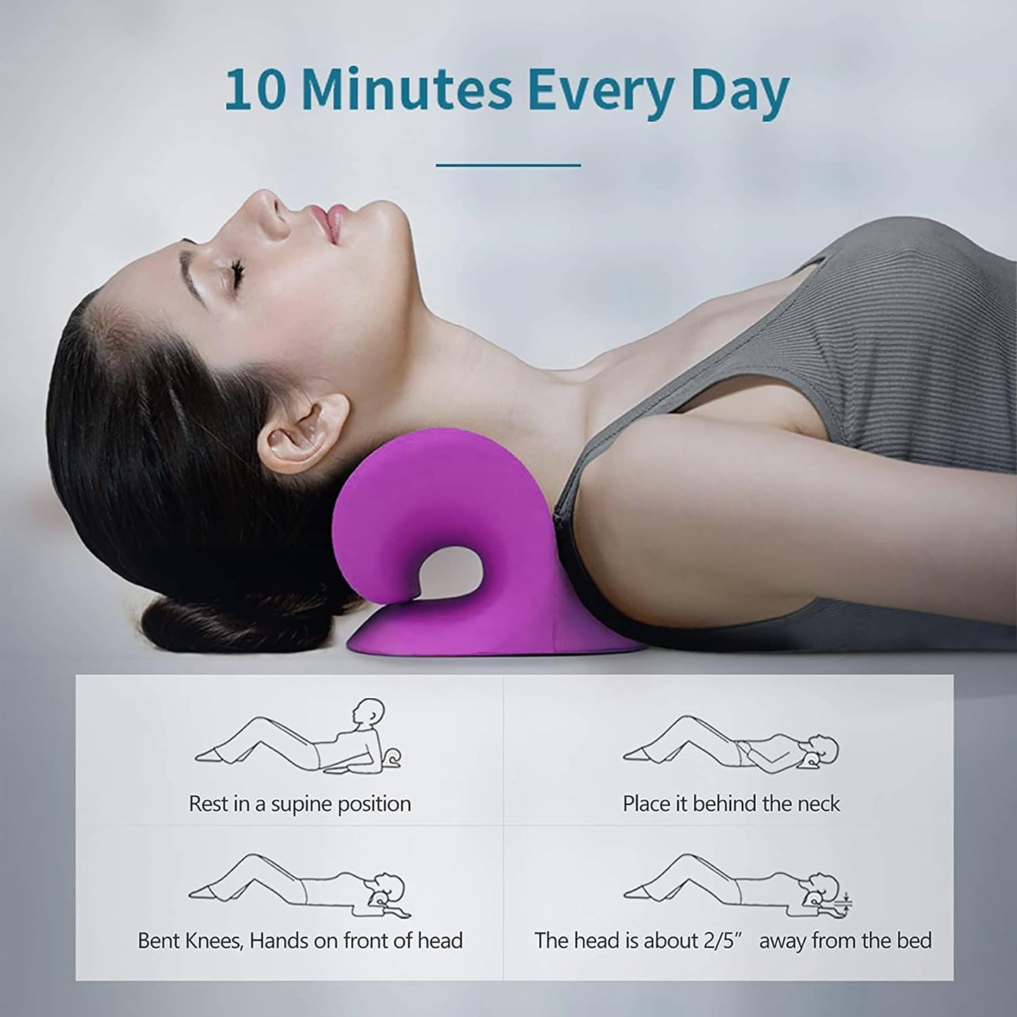 RESTCLOUD Neck and Shoulder Relaxer, Cervical Traction Device for TMJ Pain Relief and Cervical Spine Alignment, Chiropractic Pillow, Neck Stretcher (Black)