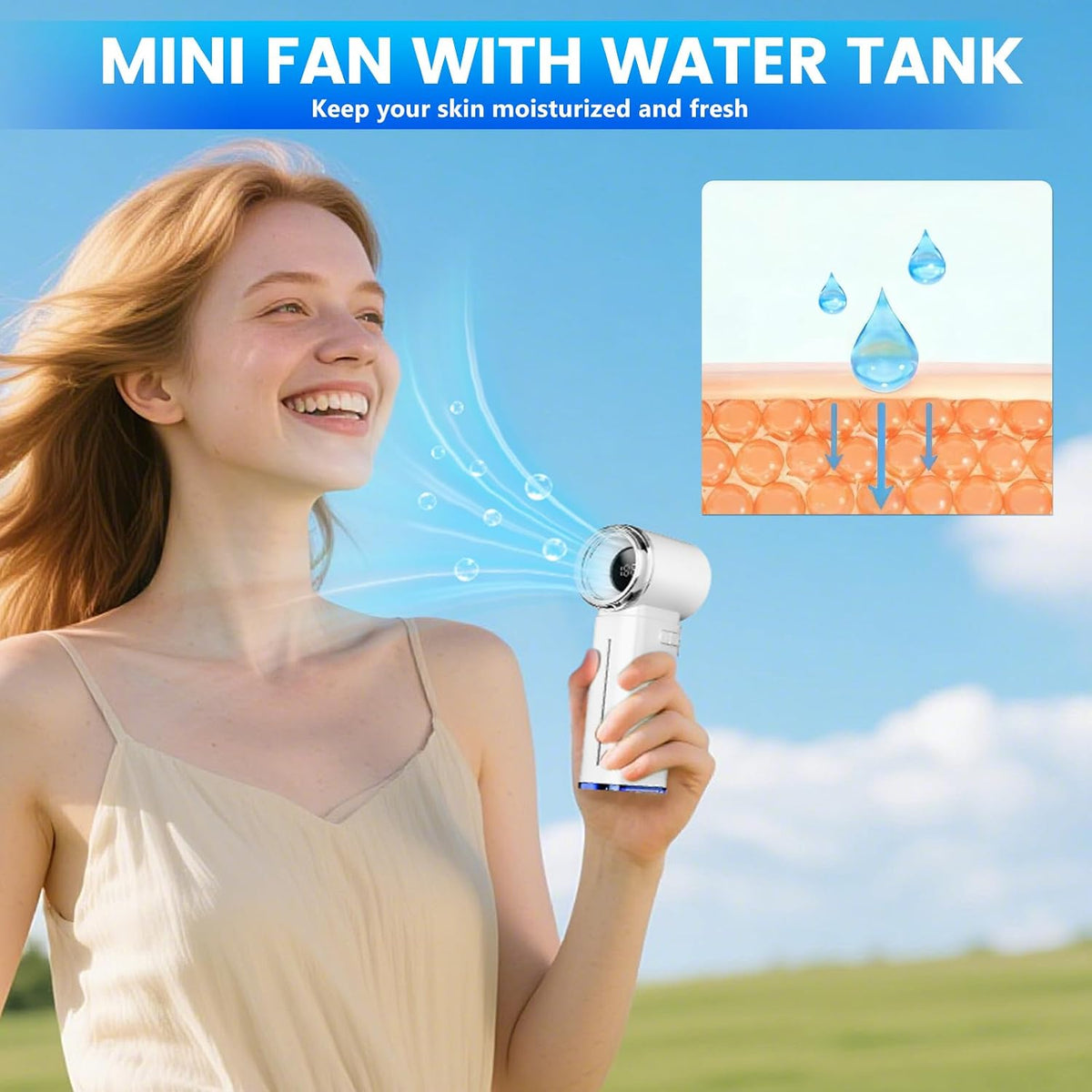 GOSALISU Small Handheld Fan Portable Hand Held Fan, Gray