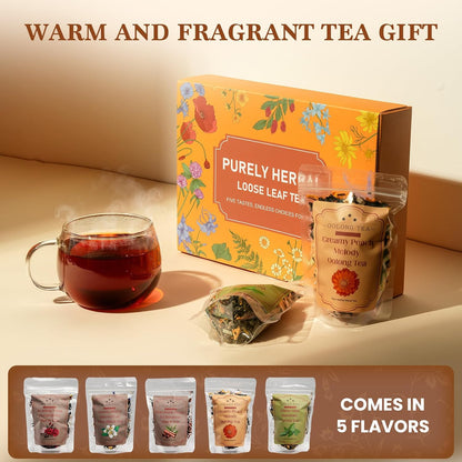 Loose Leaf Tea Sampler, 5 Natural Assorted Tea Gift Set For Tea Lovers