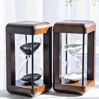 Large Premium Walnut Hourglass,60 Minutes Sand Timers,Hour Glass with Sand Timer for Gift,Hourglass Decor for Home, Desk,Office, Wedding Decor(Black)