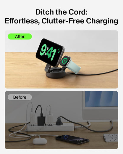 Belkin Qi2.2 25W Wireless 2 in 1 iPhone Charger, Fast Charging for Travel