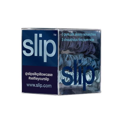 SLIP Amazon Exclusive Skinny Scrunchies: Anti-Crease, Anti-Breakage Slipsilk™ Design Protects Delicate Hair | Includes 3 Pure Silk Scrunchies, Basics