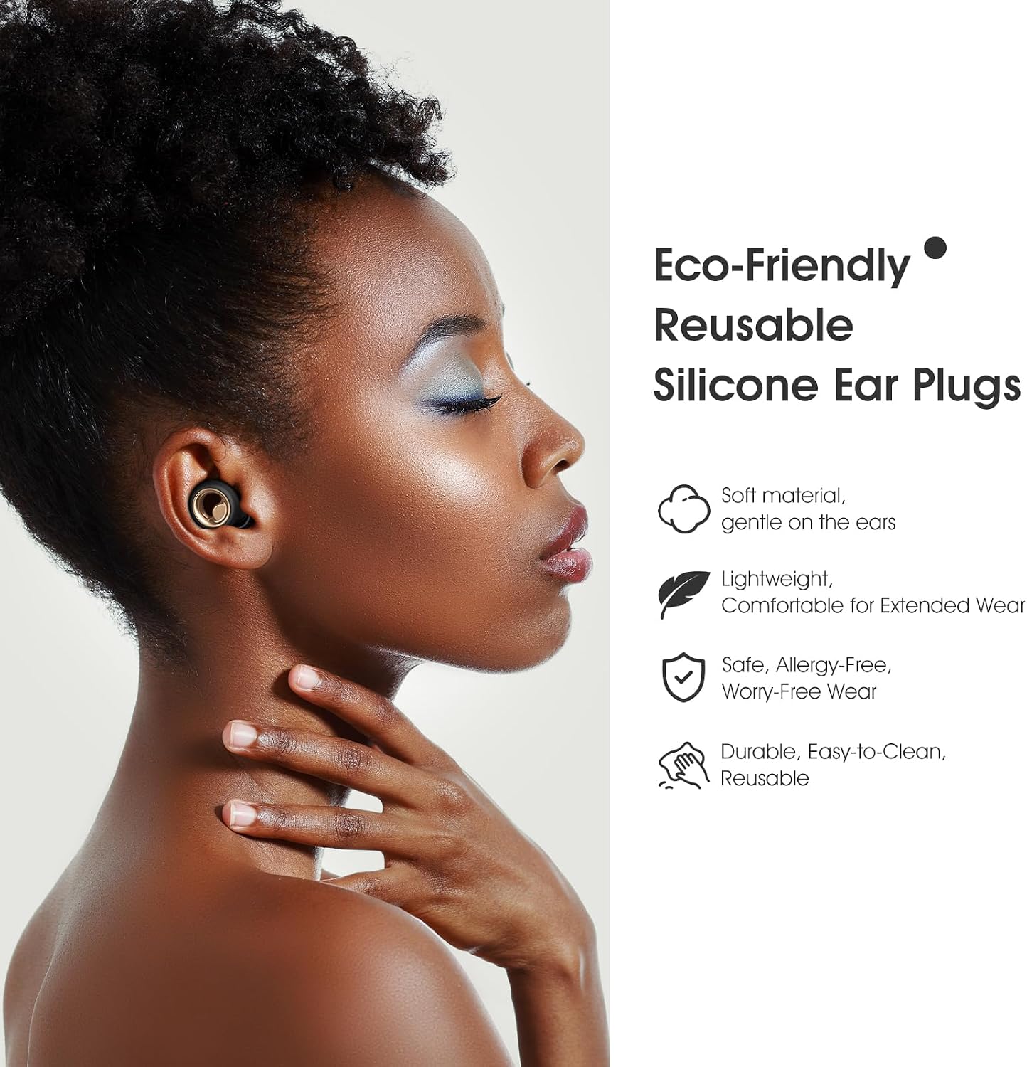 Ear Plugs for Sleeping Noise Cancelling, 60dB Silicone Ear Plugs for Noise Reduction, Reusable Sleeping Earplugs for Snoring, Concert & Shooting Ear Protection with 8 Eartips(Charcoal)