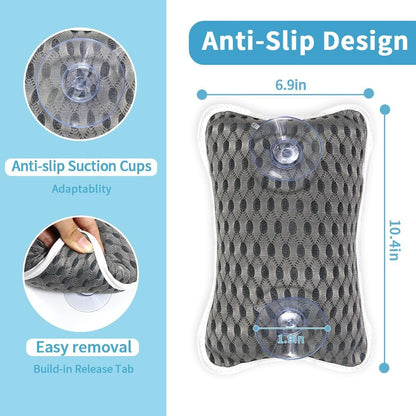 Luxury Bath Pillows for Tub, Slip Resistant Waterproof Bath Pillows for Tub Neck and Back Support with 2 Strong Suction Cups, Relaxing Spa Essentials