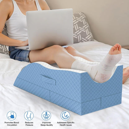 TranquilRelax Elevation Pillows for Leg After Surgery, Memory Foam Adjustable Wedge Pillow for Injury or Rest, Ankle Pillow for Sleeping Blood Circulation, Grey/Single Leg