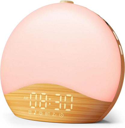 ecozy Sunrise Alarm Clock, White Noise Sound Machine, Alarm Clock for Bedrooms, 26 Soothing Sounds, 17 Night Lights, Bluetooth Speaker, Sunrise Wake-Up Light for Heavy Sleepers, Adults, Kids
