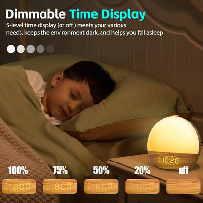 Geuuap Sunrise Alarm Clock White Noise Machine with Bluetooth Speaker,Khaki