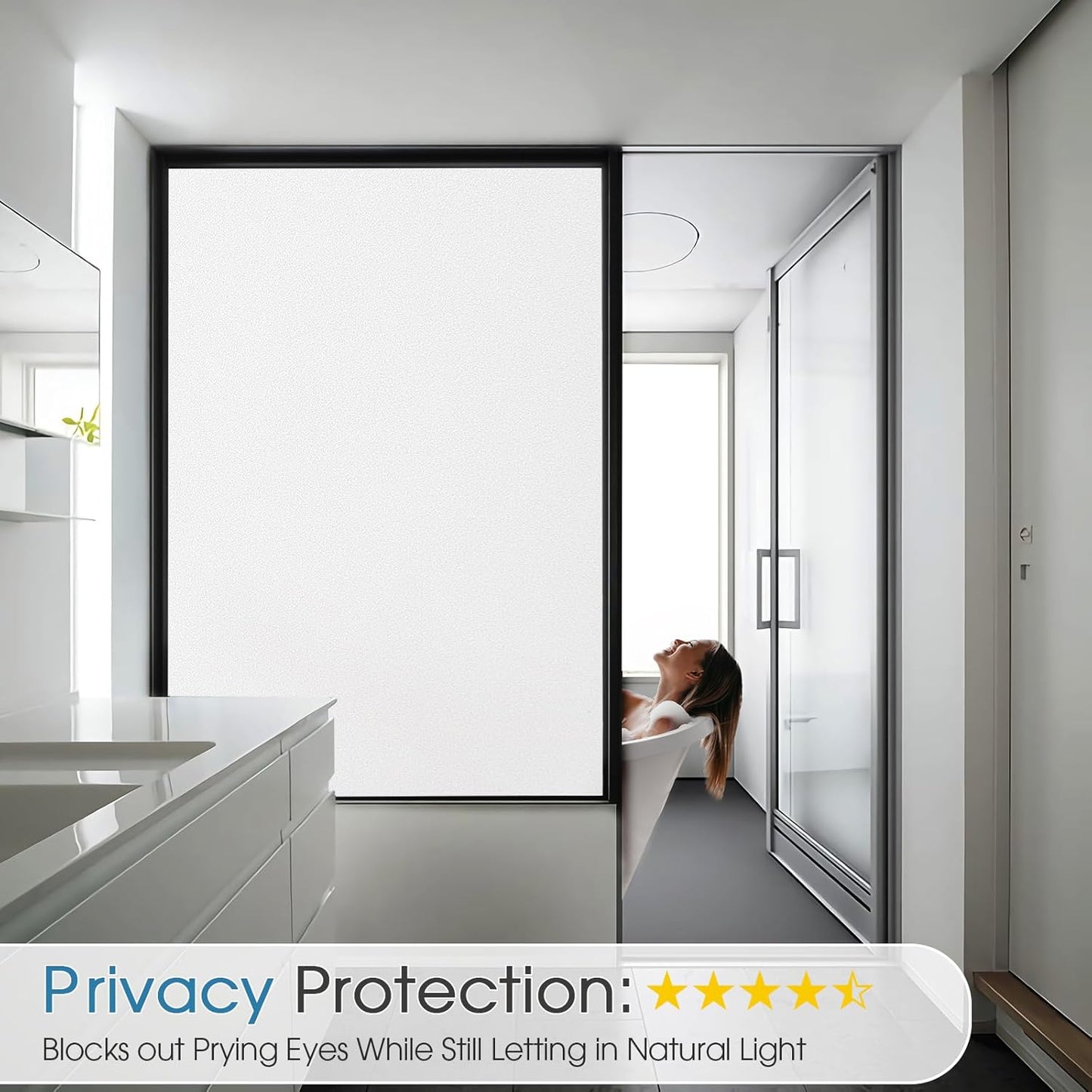 Coavas Blackout Window Film, 100% Light Blocking Privacy Window Film, No Glue Static Cling, Heat & UV Blocking, Removable Room Darkening Window Cover, Renter Friendly for Bedroom, 17.5x78.7Inch,Black