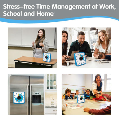 Visual Timer 7.5 inch; 60 Minute 1 Hour Countdown Timer for Kids Classroom Teaching Tool Home Office Meeting, Mechanical Countdown Clock for Exam Time Management Magnetic, Navy Blue with Colorful Disc