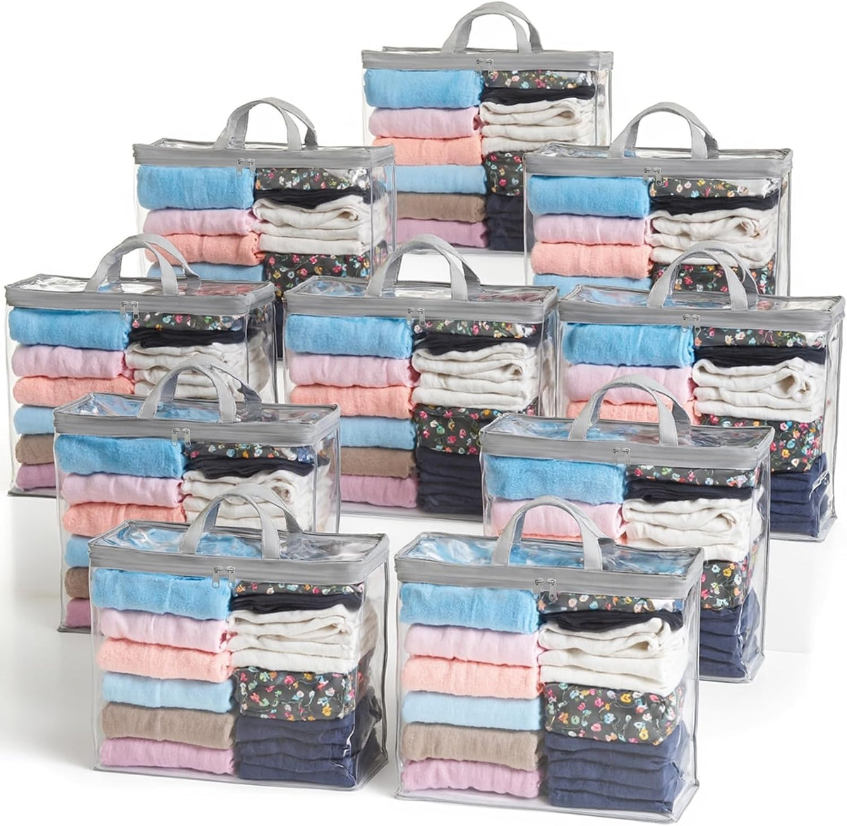 Hopack Under Bed Storage Bags Organizer, 22L Clear Storage Bags, Bags Organizer Clear Zipper Containers Bedroom, Storage Bag for Sweater, Clothes, Shoe Toy, Blanket, Sheet (Black)