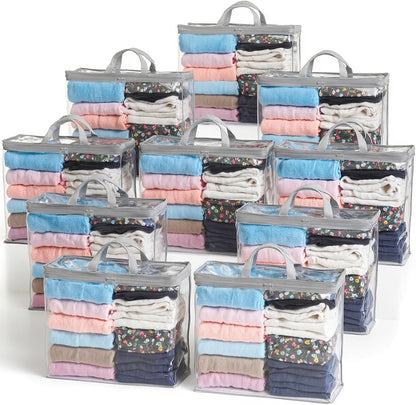 Hopack Under Bed Storage Bags Organizer, 22L Clear Storage Bags, Bags Organizer Clear Zipper Containers Bedroom, Storage Bag for Sweater, Clothes, Shoe Toy, Blanket, Sheet (Black)