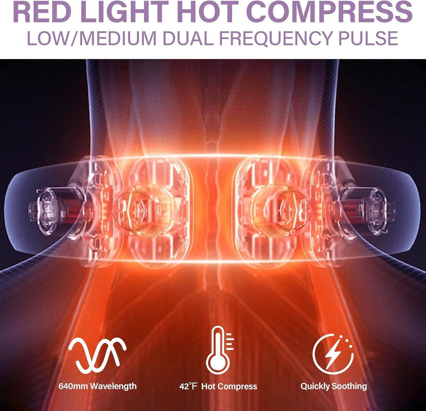 Neck Massager for Pain Relief Deep Tissue with Heat and 10 Massage Patterns & 16 Intensity Steps, Gift for Home or Travel, Purple