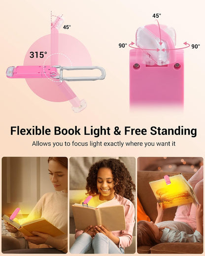 DEWENWILS Book Reading Light, Amber Warm Clip On LED with 3 Adjustable Brightness for Eye Protection, Rechargeable USB, Perfect for Bookworms, Kids (White)