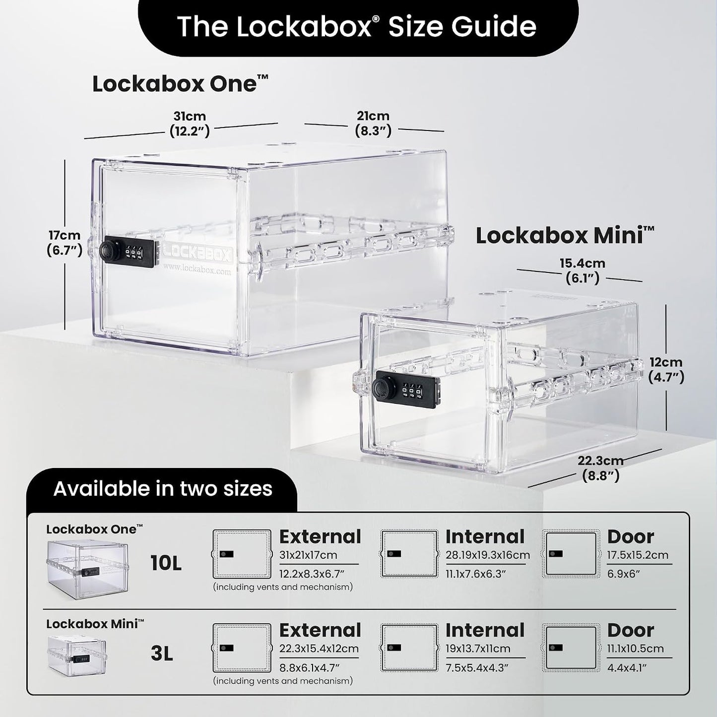 Lockabox Mini™ | Small Lock Box with Combination Lock (Half Letter Sized) | Mini Lockable Box for Small Medicines, Snacks & Mobile Phones | External Size 8.8 x 6.1 x 4.7 Inches (Crystal)