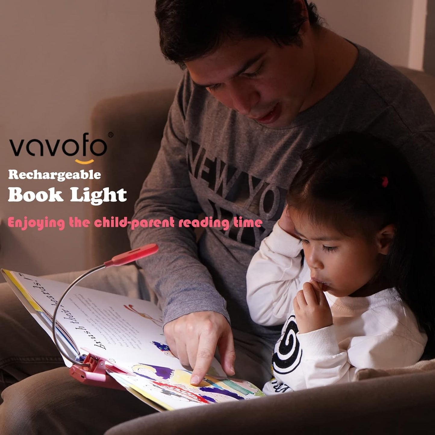 VAVOFO Clip On Book Light for Bed Kids, 7 LED Reading Light with 9-Level Warm Cool White Daylight, Eye Care Lamp with Power Indicator for Bookworms (Blue)