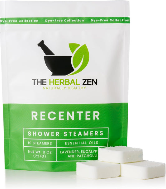 Recenter Shower Steamers Aromatherapy for Relaxing - USA Made Mothers Day Gift for Her - Lavender & Eucalyptus Shower Bomb Tablets – Soothing Natural Essential Oils (10 Pack)