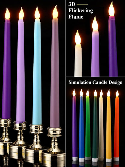 Treela 24 Pcs Flameless Taper Candles Battery Operated Bulk Fake Candles Light LED Candle Sticks Flickering Tapered for Easter Wedding Anniversary Decoration(Basic,11 Inch,Ivory)