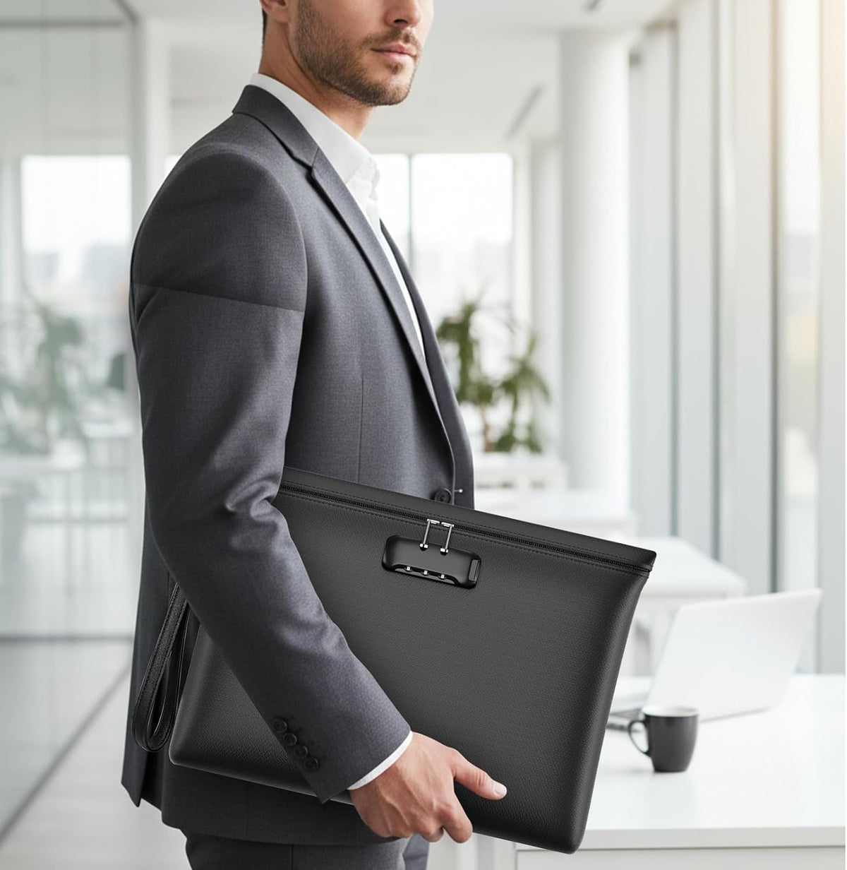 Fireproof Document Bag with Lock,Waterproof Money Pouch,14.3"x10.2"