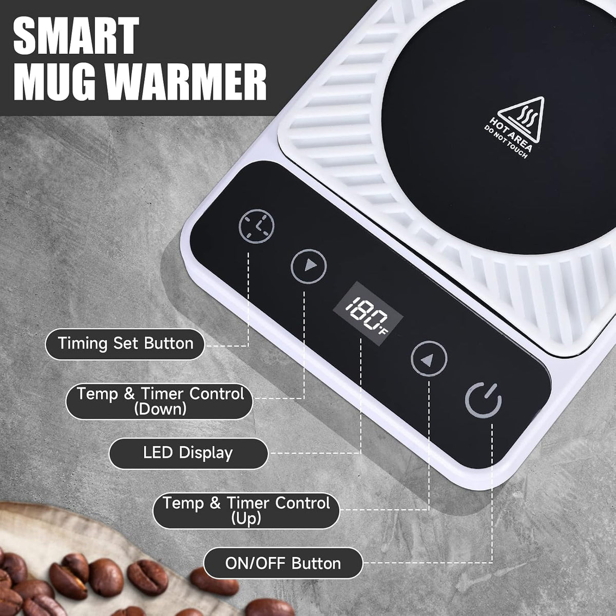 Mug Warmer - Electric Coffee Mug Warmer for Desk with Temperature Display