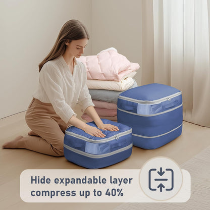 DIMJ Comforter Storage Bag - Blanket Storage Organizer Compression Bags, Large Capacity Ultra Space Saving Self Compression Organize for Bedding, Pillow, Duvet, Sheet Storage with Zipper Window