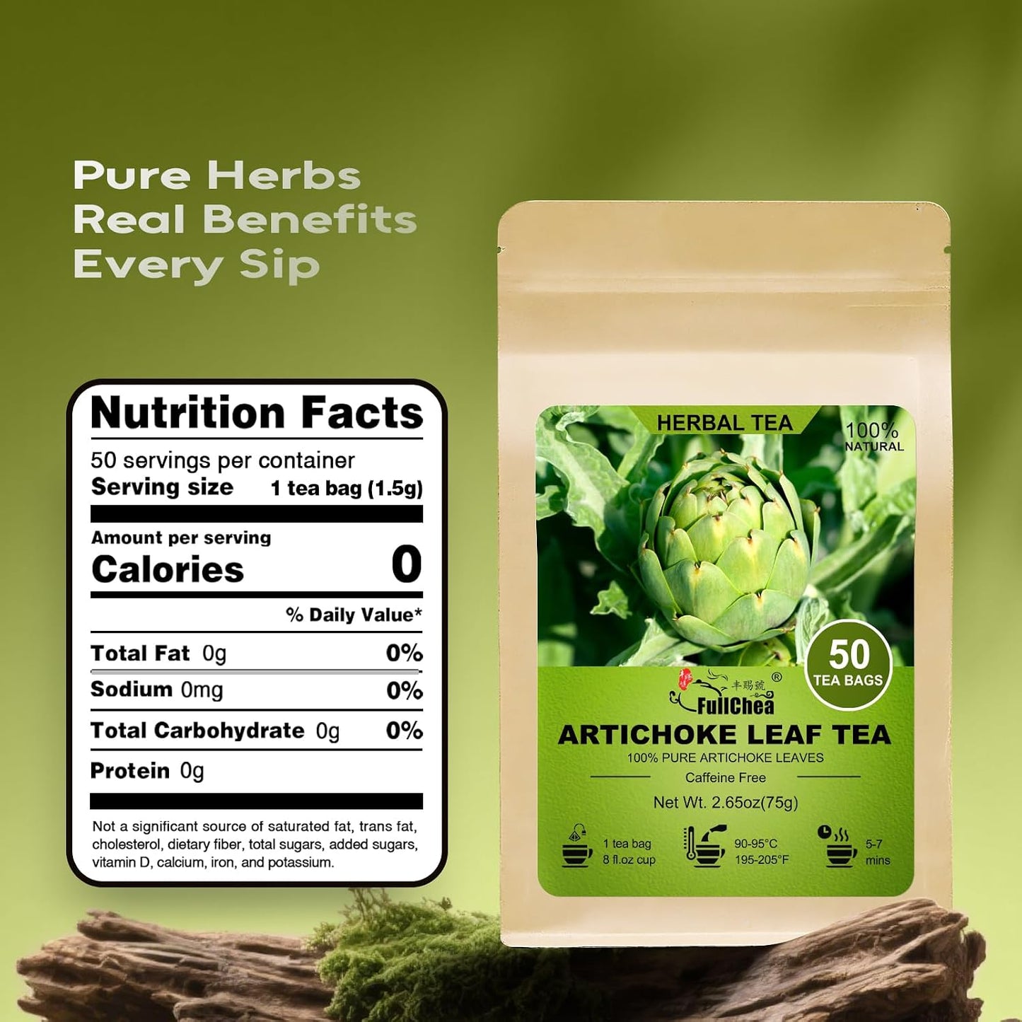 FullChea - Lemon Balm Tea Bags, 100 Count - Pure & Natural Dried Lemon Balm Leaves - Melissa Officinalis - Caffeine-free Herbal Tea for Relaxation - Non-GMO