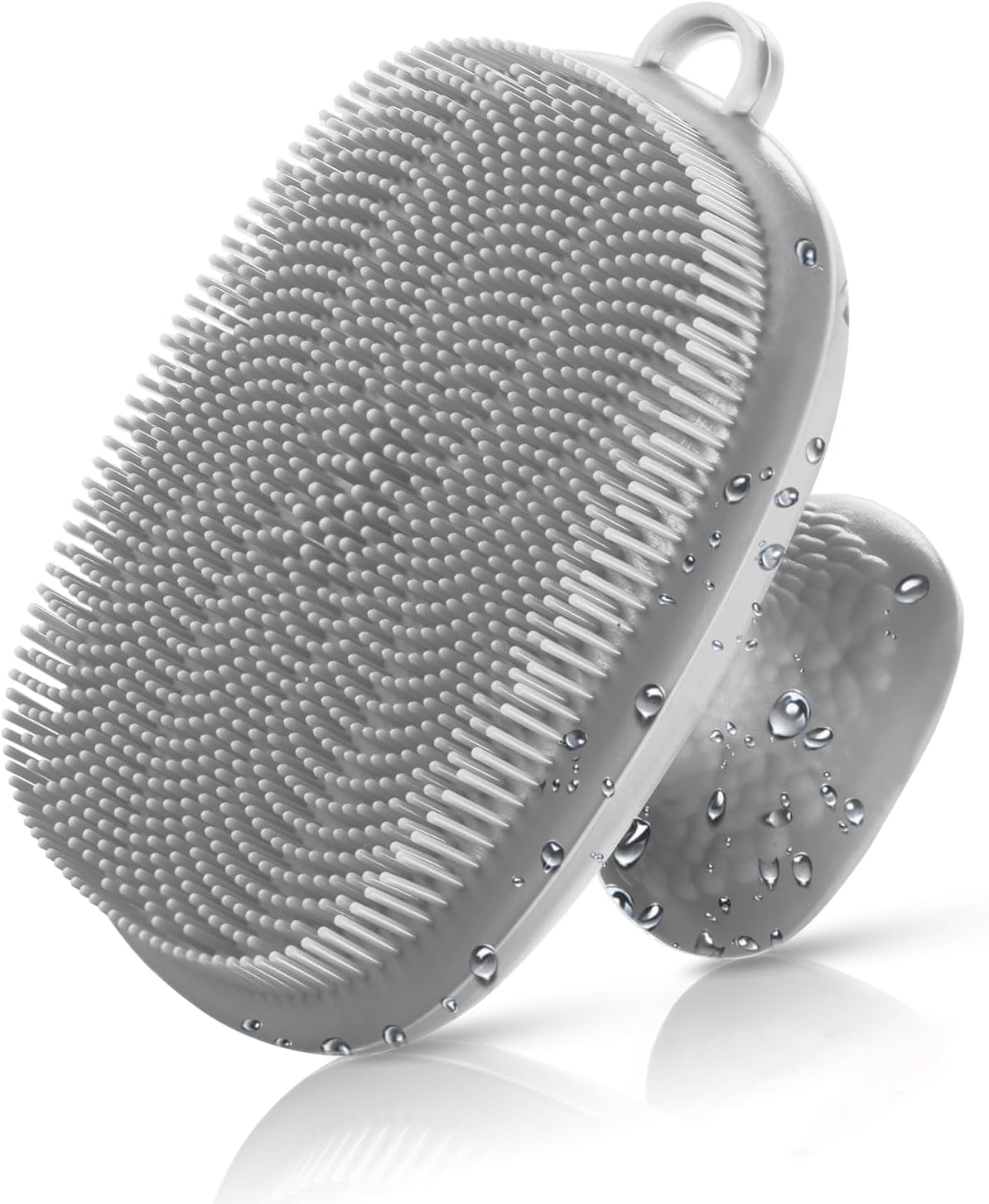 Back Scrubber for Shower & Face Scrubber, 2Pcs Silicone Exfoliating Brush Set with 17In Long Handle, Soft Body & Facial Cleansing Scrubber for Men Women