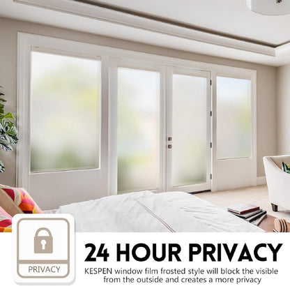 KESPEN Total Blackout Window Film Privacy Static Cling 100% Light Blocking Room Darkening Window Cover Heat Control Anti-UV Glass Sticker Window Tint for Home with Grid Line, 17.5 Inch X 6.5 Feet