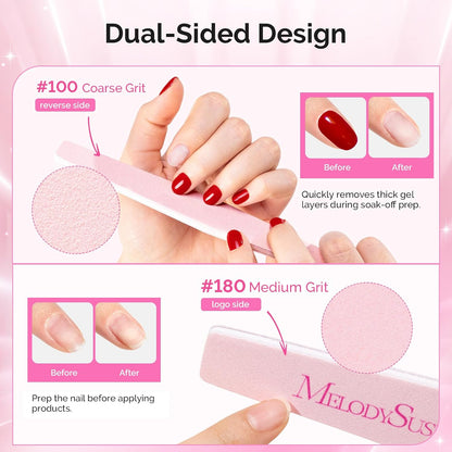 MelodySusie 16Pcs Professional Nail Buffer Kit,Nail Files and Buffers,Nail Buffer Block,Nail Brush, Nail File Buffers Kit for Natural Nails,DIY,Home Use,Salon（100/180 Grit）