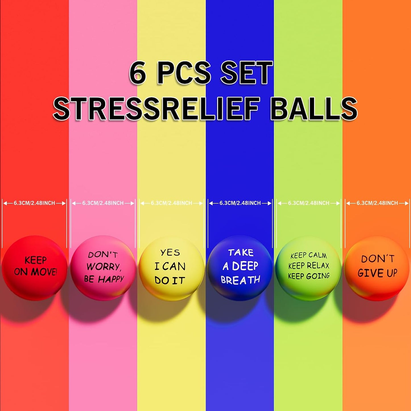 ALMAH Motivational Stress Balls for Kids and Adults (6 Pack)