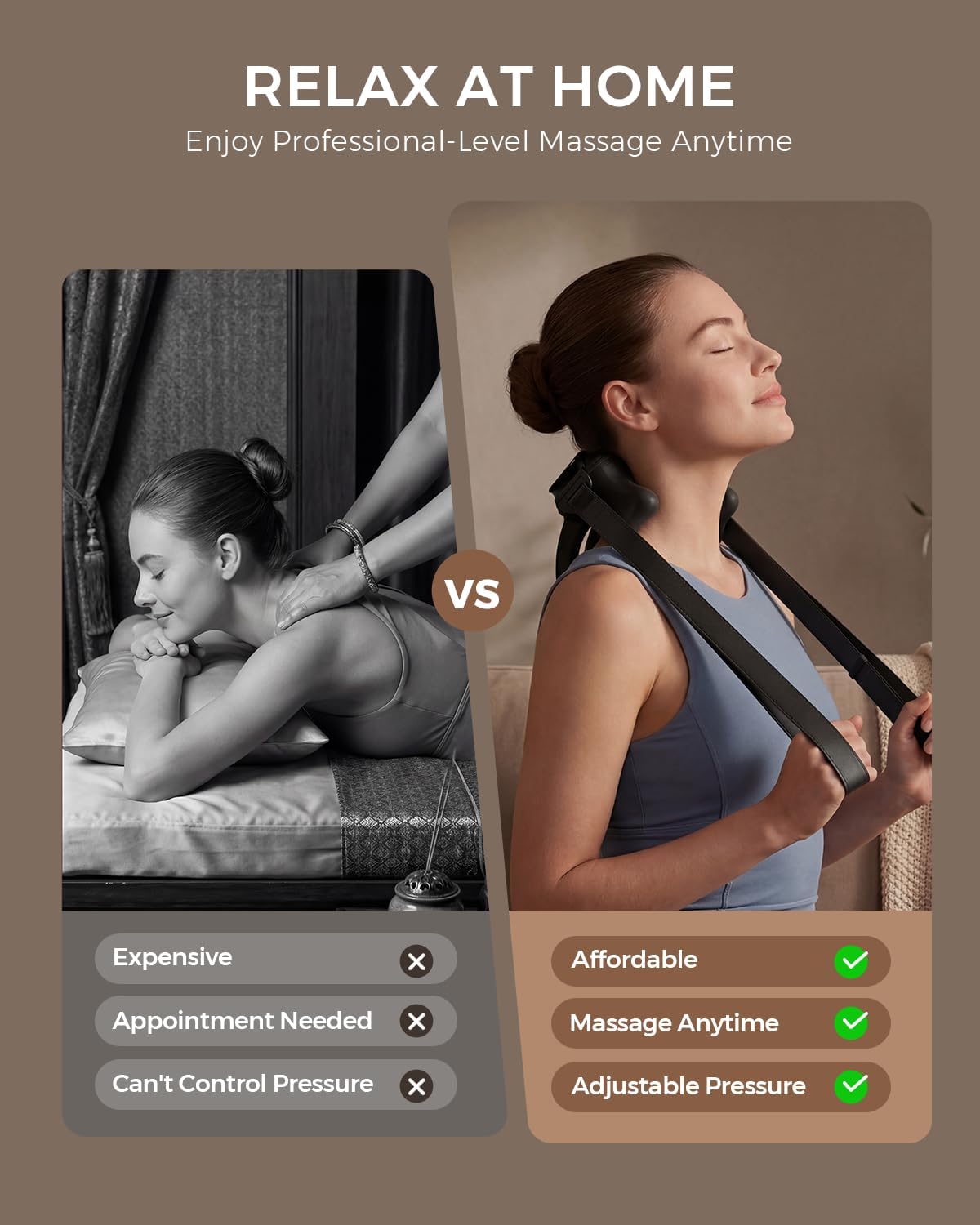 Upgraded Neck Massager for Pain Relief Deep Tissue, Cordless Neck and Shoulder Massager with Heat, 5 Modes Deep Tissue Kneading, Portable Shiatsu Massager for Back Leg Muscles, Home Office Travel Use