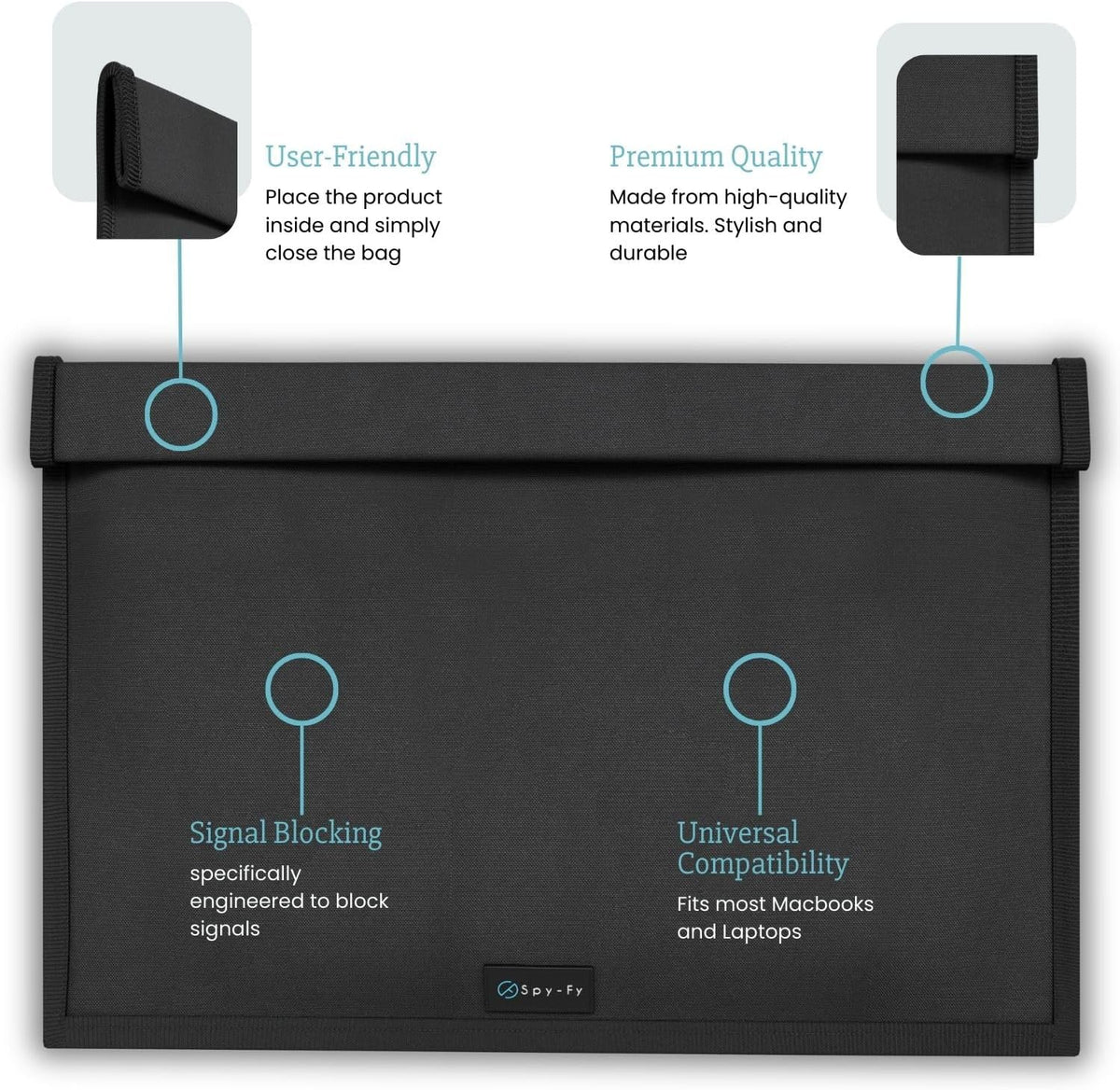 Faraday Bag for Phones - Signal Blocking Pouch 8.6 inch | Blocking LTE, Bluetooth, WiFi, RFID | Anti-Tracking & Hacking Protection for Smartphones & iPhones | Black