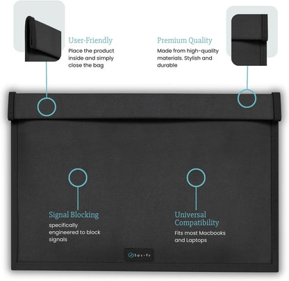 Faraday Bag for Phones - Signal Blocking Pouch 8.6 inch | Blocking LTE, Bluetooth, WiFi, RFID | Anti-Tracking & Hacking Protection for Smartphones & iPhones | Black