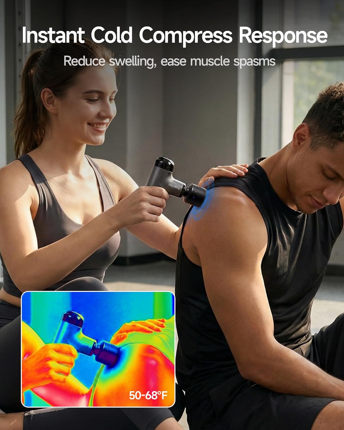 HEYCHY Mini Massage Gun Deep Tissue with Heat, FSA Eligible Massager Gun for Back Neck Relief, Portable Percussion Muscle Massager with 4 Massage Heads for Athletes, Men Women, HSA Eligible