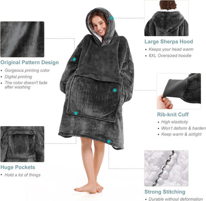 Narecte Cozy Oversized Blanket Hoodie Wearable Blanket Adults Soft Hooded Blanket Hoodie Birthday Gifts for Women Christmas - Colors B