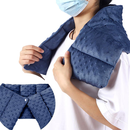 SmoothNovelty 4 lb Sensory Weighted Neck Wrap 32 x 8 Inch Shoulder Wrap Weighted Neck Shoulder Pad Glass Bead Filled Dual Texture for Adults Relaxation(Purple)