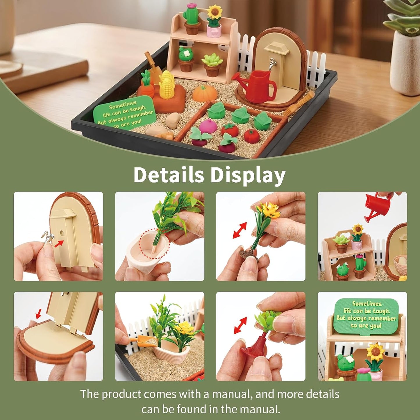 Tian Zhun Gardening Gifts for Women Mini Zen Garden for Desk Plant Lover Gifts Funny Sand Tray Therapy Kit Sand Included