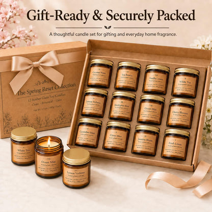 Scented Candles Gift Set,12 Pack Aromatherapy Candles for Home Scented, Aromatherapy Jar Candle Gifts for Women, Natural Soy Wax Amber Candle Set, Scented Candles Set for Birthday Present