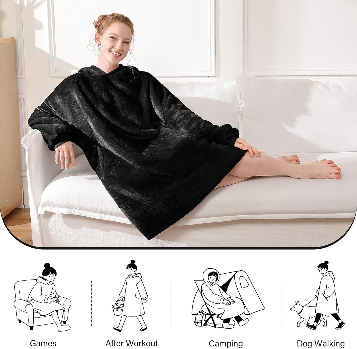 LetsFunny Blanket Hoodie,Oversized Wearable Sherpa Fleece Blanket Sweatshirt,Super Soft Warm Cozy with Giant Pocket,Gifts for Women Men Adults Teenagers, One Size Fits All