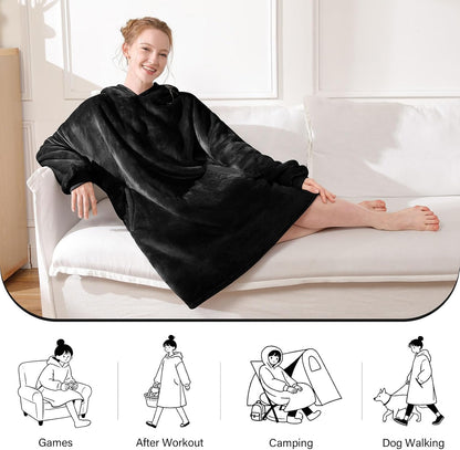 LetsFunny Blanket Hoodie,Oversized Wearable Sherpa Fleece Blanket Sweatshirt,Super Soft Warm Cozy with Giant Pocket,Gifts for Women Men Adults Teenagers, One Size Fits All