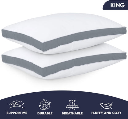 Utopia Bedding Down Alternative Bed Pillows for Sleeping Queen Size (White), Set of 2, Soft & Fluffy Pillow with Cooling, Hotel Quality, Gusseted Pillow for Back, Stomach or Side Sleepers