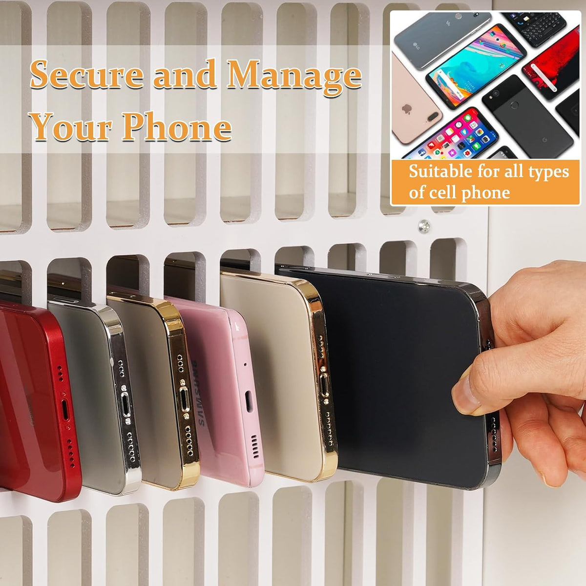 36 Slots Cell Phone Holder Classroom, Wooden Phone Lock Box