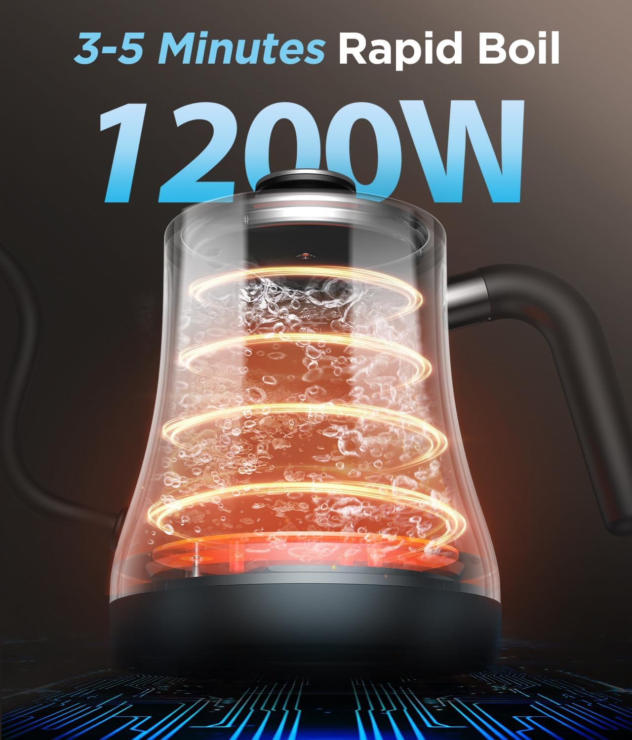 KOIOS Gooseneck Electric Kettle, ±1℉ Temp Control, Mute Mode, 4H Keep Warm