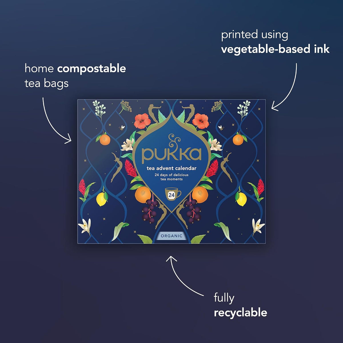 Pukka Christmas Tea Sampler Advent with Black and Green Teas, 24 Tea Bags