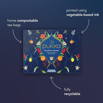 Pukka Christmas Tea Sampler Advent with Black and Green Teas, 24 Tea Bags