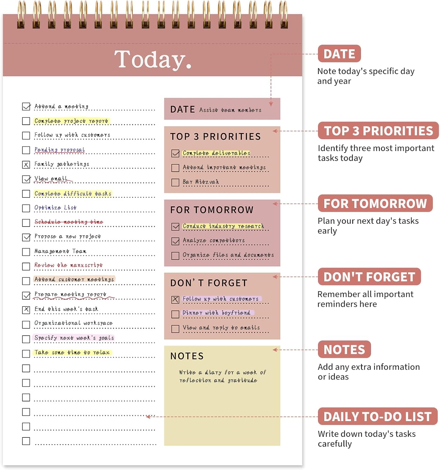 104 Pgs Weekly To Do List Notepad, 52 Duplex-Printed Undated Sheets 100 GSM（8.5"×11") Weekly Desk Planner For Work Home School Office Desk Accessories Supplies & Goal Setting Tasks - Green