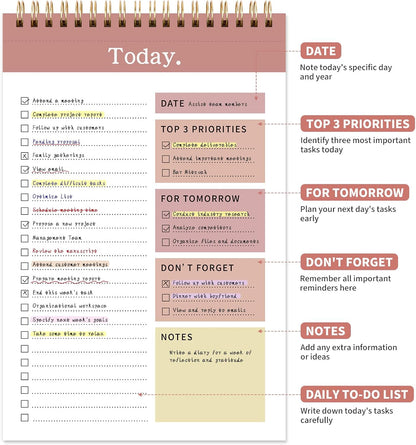 104 Pgs Weekly To Do List Notepad, 52 Duplex-Printed Undated Sheets 100 GSM（8.5"×11") Weekly Desk Planner For Work Home School Office Desk Accessories Supplies & Goal Setting Tasks - Green