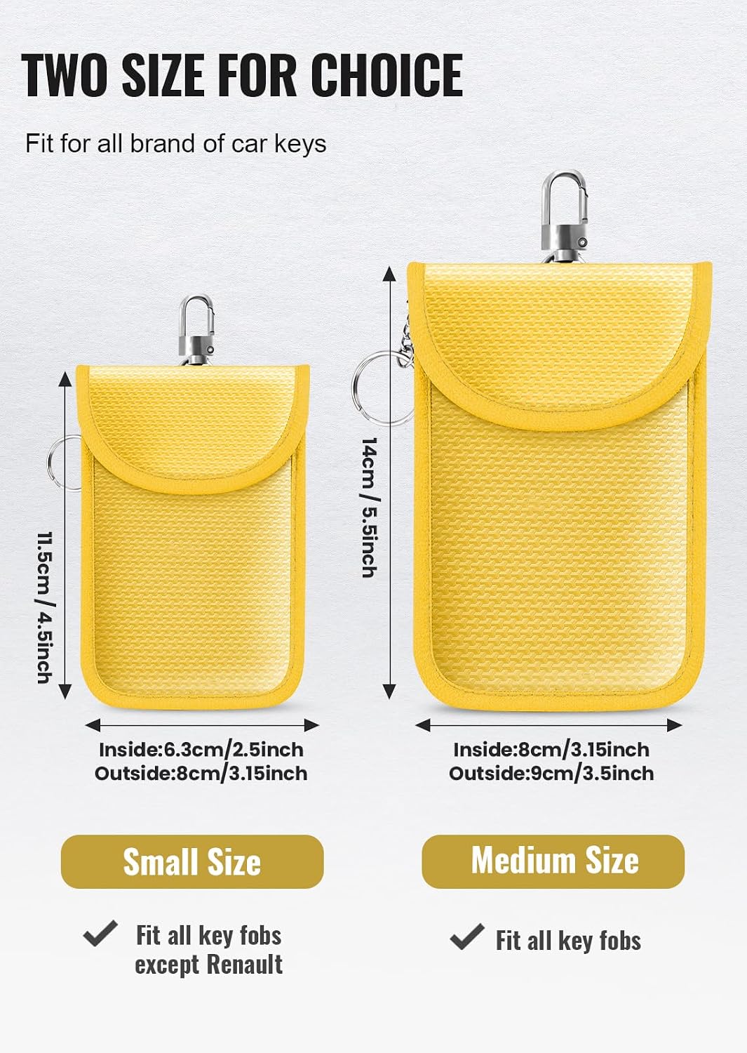 Faraday Pouch for Car Keys, Faraday Bag, Car RFID Signal Blocking Holder, Key Fob Protector, Key fob cage Block Signal Anti-Theft Fob Case (2 Pack)
