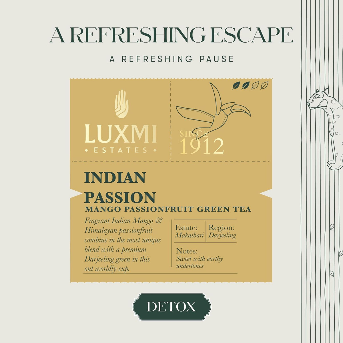 Luxmi Estates - Mango Passionfruit Darjeeling Green Tea, 25 Tea Bags (50g/1.76oz), 100% biodegradable Tea Bags