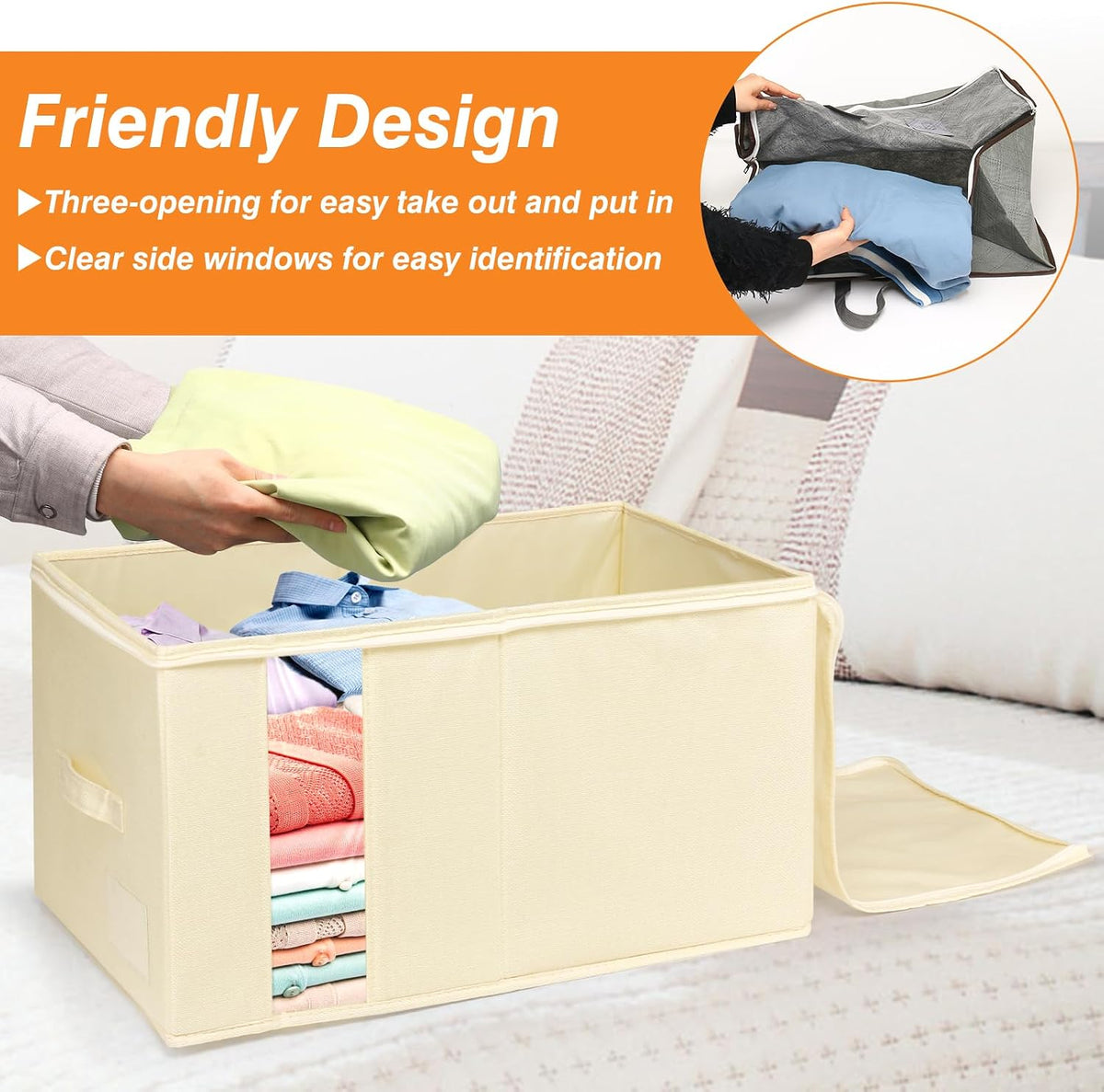 90L Rigid-Structured King Size Comforter Storage Bag, 2 Pack, Gray