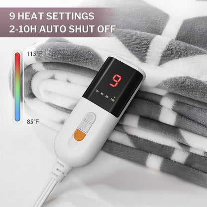 VENTIMI Electric Blanket Heated Throw, 50" x 60" Heated Blanket with 5 Heat Levels & 3 Hours Auto Off, Fast Heating Blankets with ETL & FCC Certification, Grey